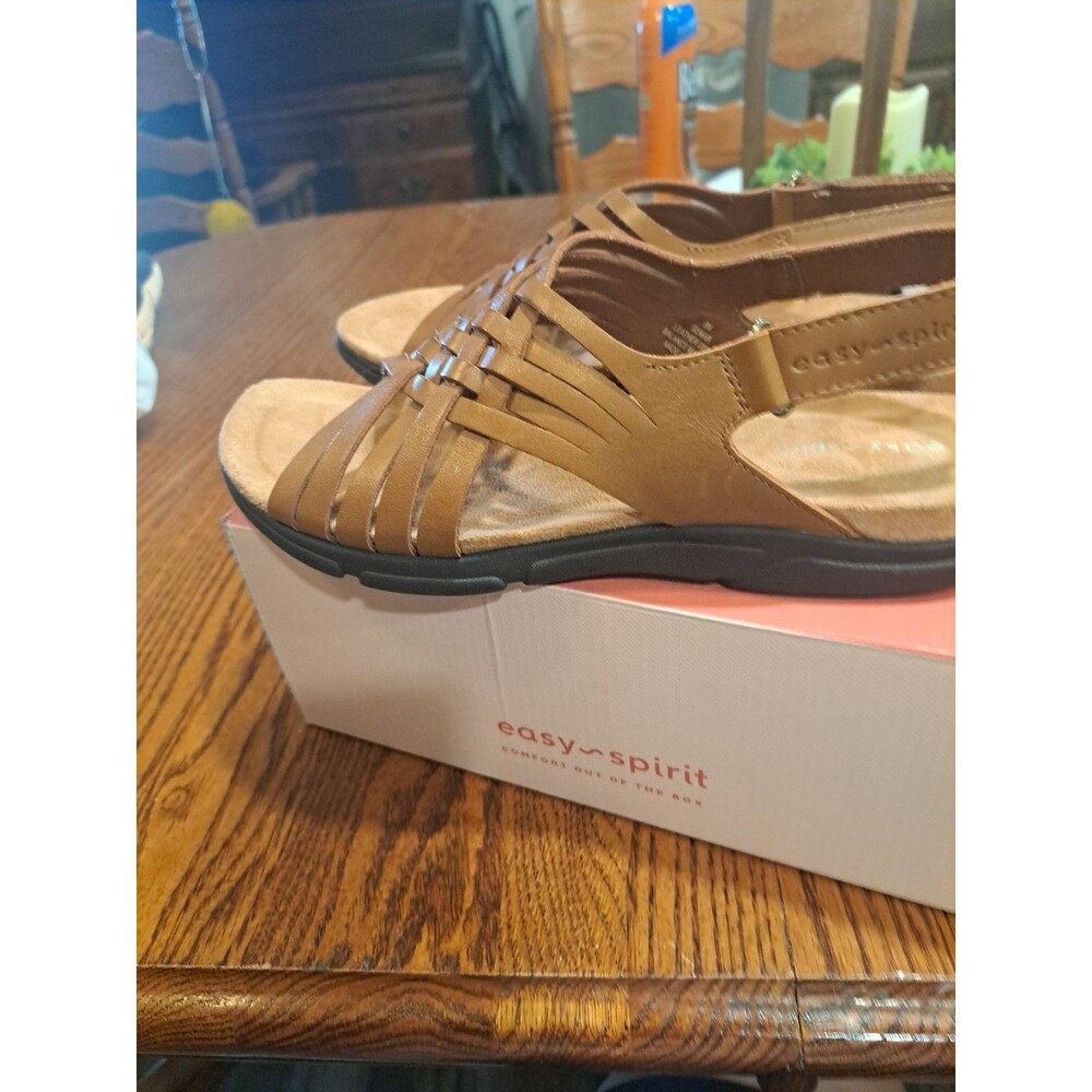NEW Easy Spirit Women’s Mar Leather Slingback Sandals Cognac Size 8N - Picture 11 of 13
